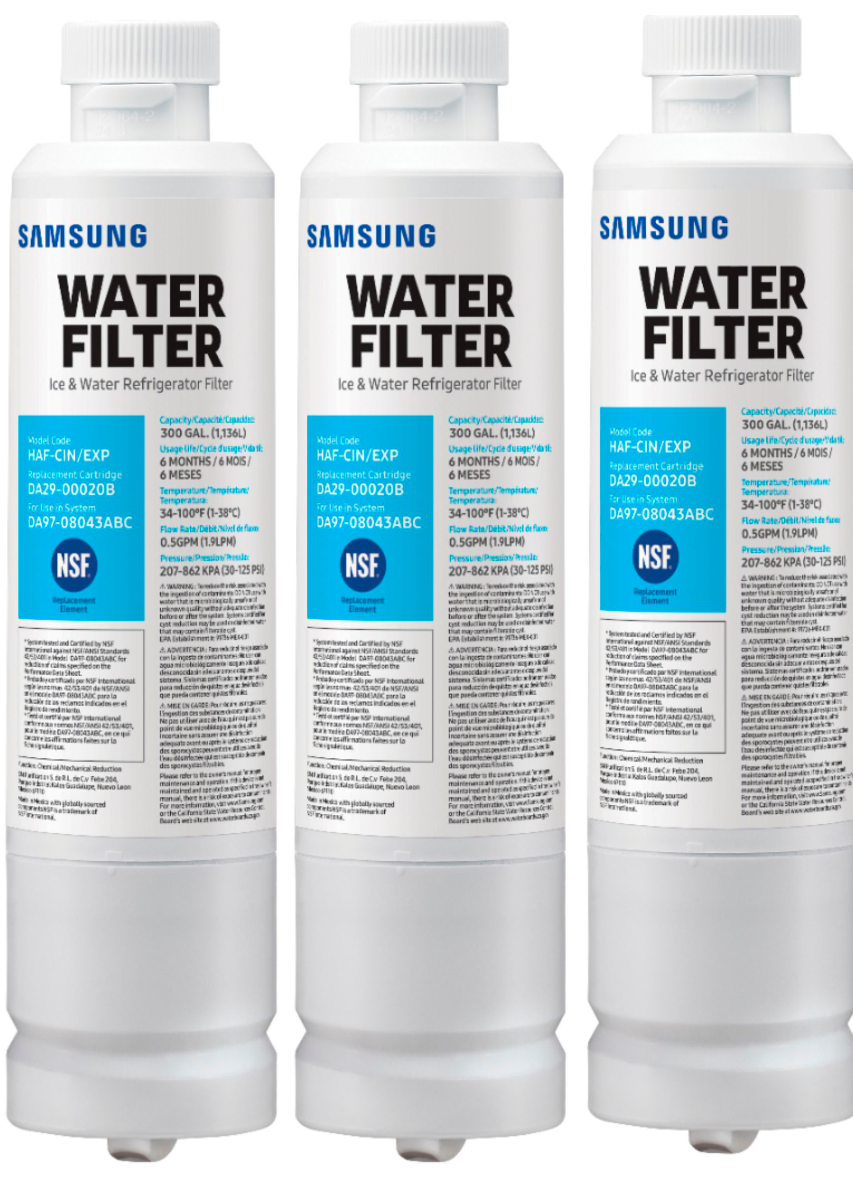 Samsung DA29-00020B Replacement Refrigerator Water Filter HAF-CIN/EXP, DA97-08043ABC RF263BEAESR, RS25J500DSR, RF28R7201S, RF28T5001SR, RF28T5001SR 