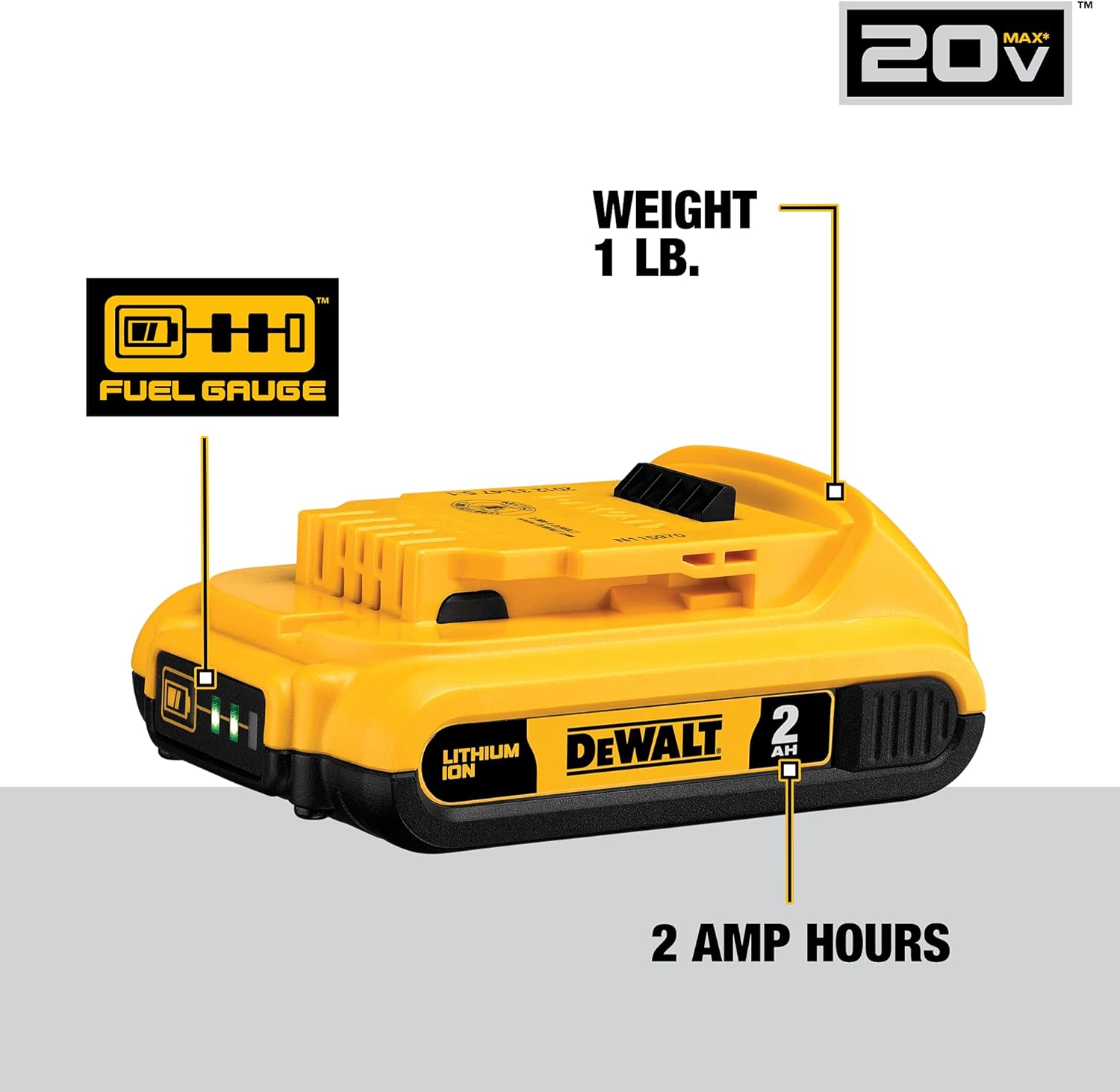 DEWALT 20V MAX Battery, 2 Ah and 4 Ah, 4-Pack, Fuel Gauge LED Charge Indicators