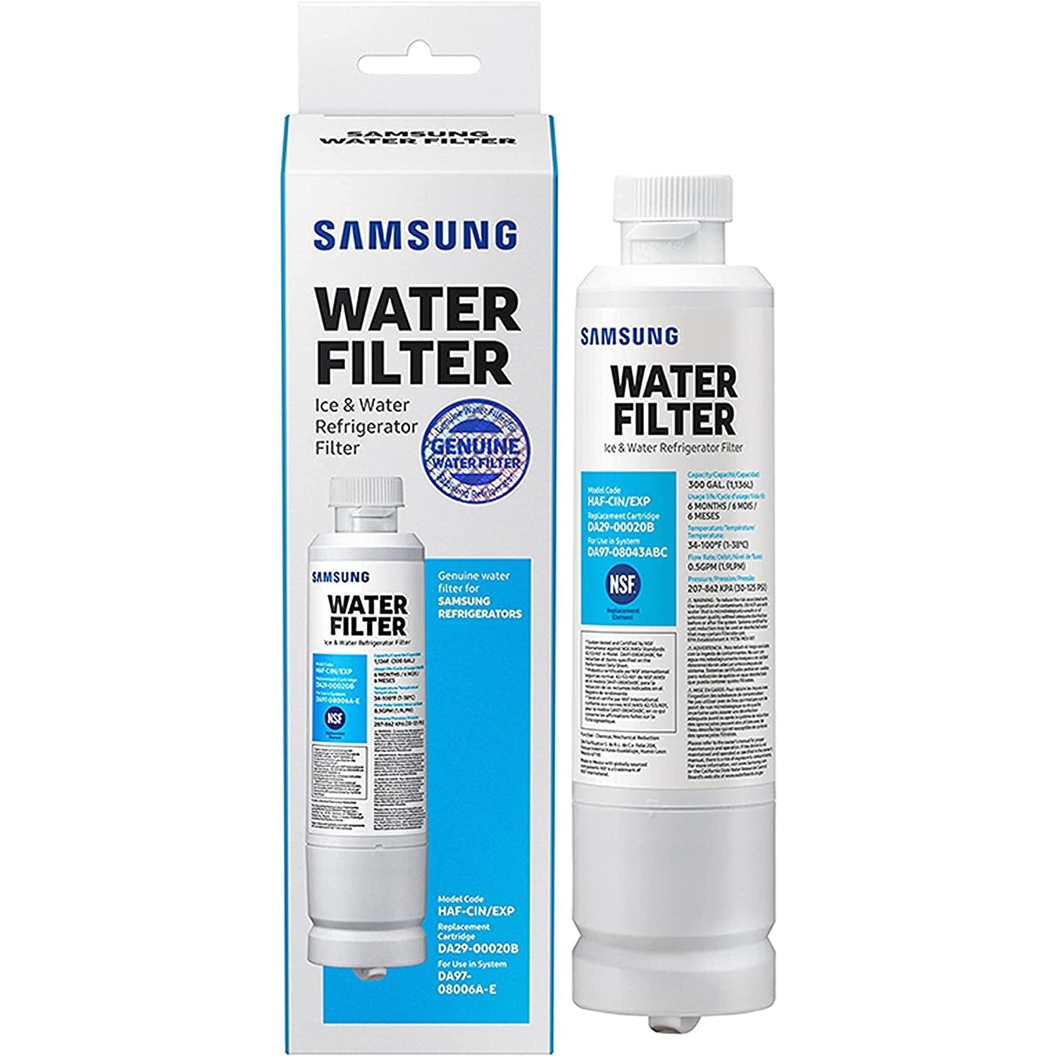 Samsung DA29-00020B Replacement Refrigerator Water Filter HAF-CIN/EXP, DA97-08043ABC RF263BEAESR, RS25J500DSR, RF28R7201S, RF28T5001SR